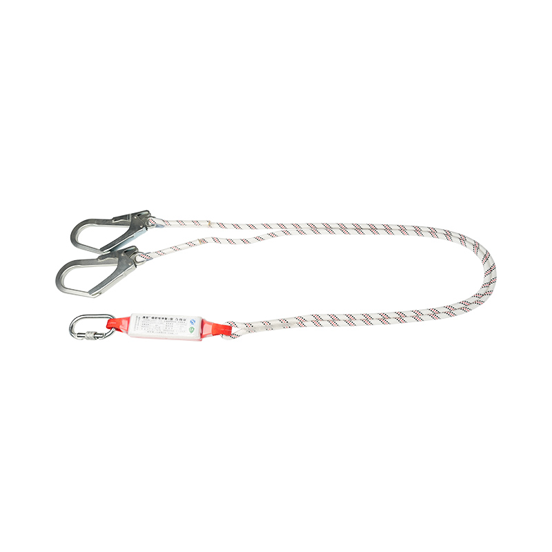 KA-L04 Tlumič nárazů Twin Lanyard se 2 lešenářskými háky a 1 karabinou, ochrana proti pádu