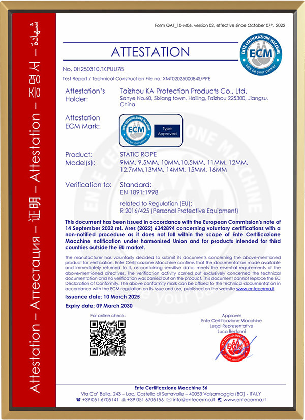 CE certifikát pro lano